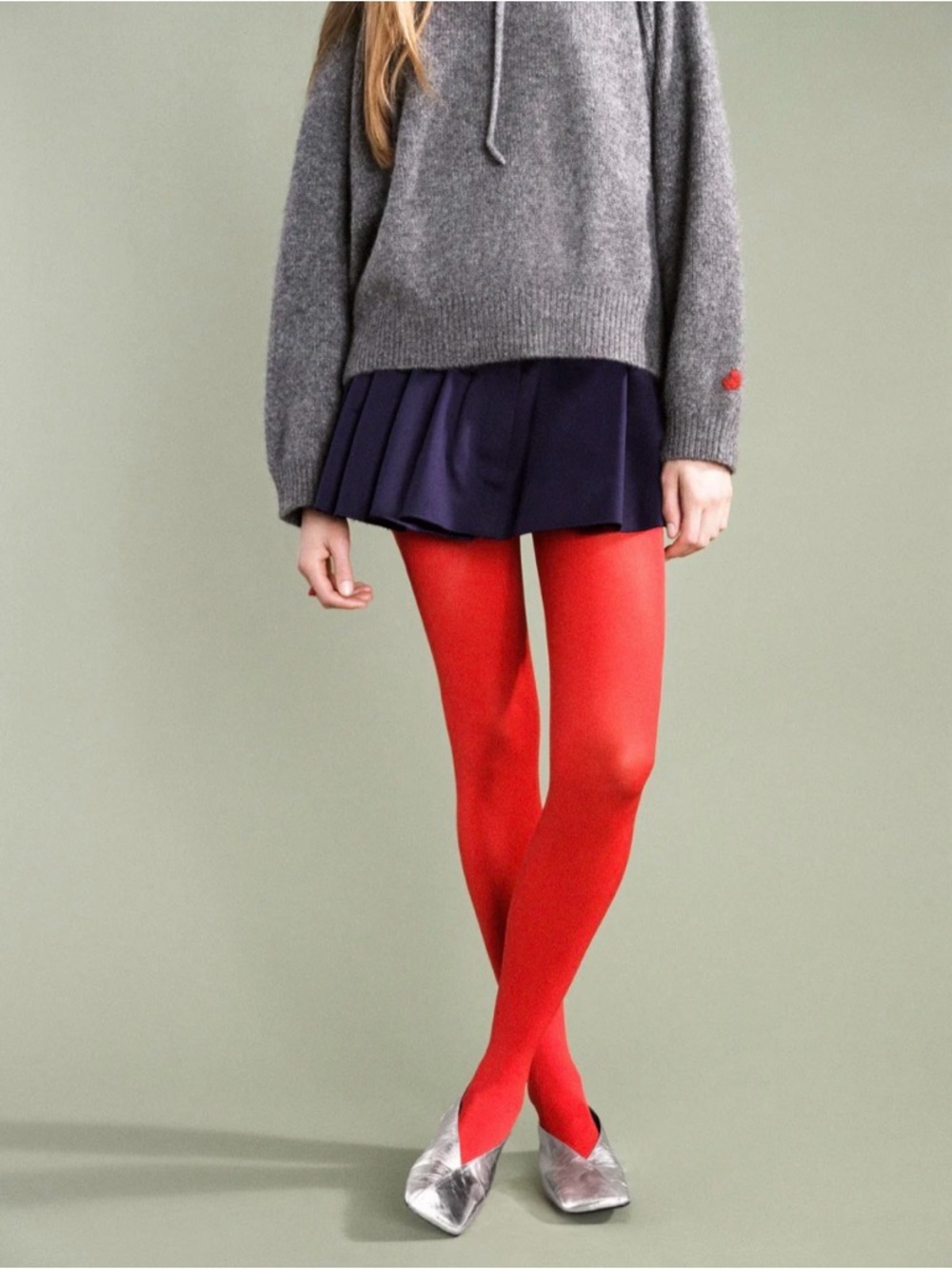 Hansel from Basel Red Opaque Tights, size large